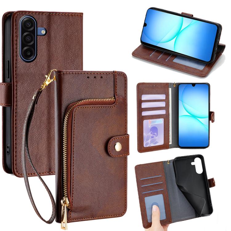 Custodia per telefono in pelle con cerniera, For Galaxy A57 5G, For Galaxy A37 5G, For Samsung Galaxy A17 5G, For Samsung Galaxy F06 5G, For Samsung Galaxy M35 5G, For Samsung Galaxy Xcover 7 Pro 5G