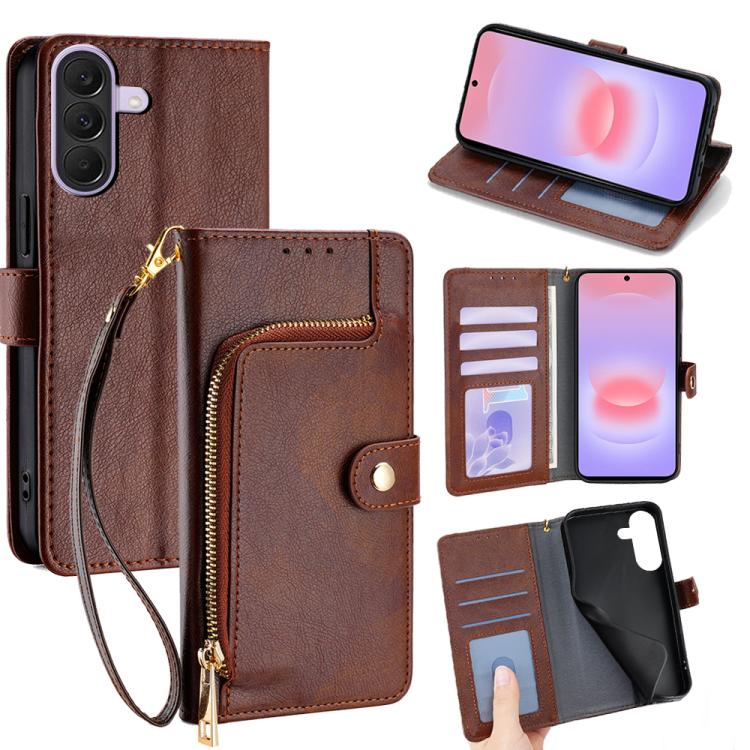Custodia per telefono in pelle con cerniera, For Galaxy A57 5G, For Galaxy A37 5G, For Samsung Galaxy A17 5G, For Samsung Galaxy F06 5G, For Samsung Galaxy M35 5G, For Samsung Galaxy Xcover 7 Pro 5G
