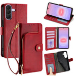Custodia per telefono in pelle con cerniera, For Galaxy A57 5G, For Galaxy A37 5G, For Samsung Galaxy A17 5G, For Samsung Galaxy F06 5G, For Samsung Galaxy M35 5G, For Samsung Galaxy Xcover 7 Pro 5G