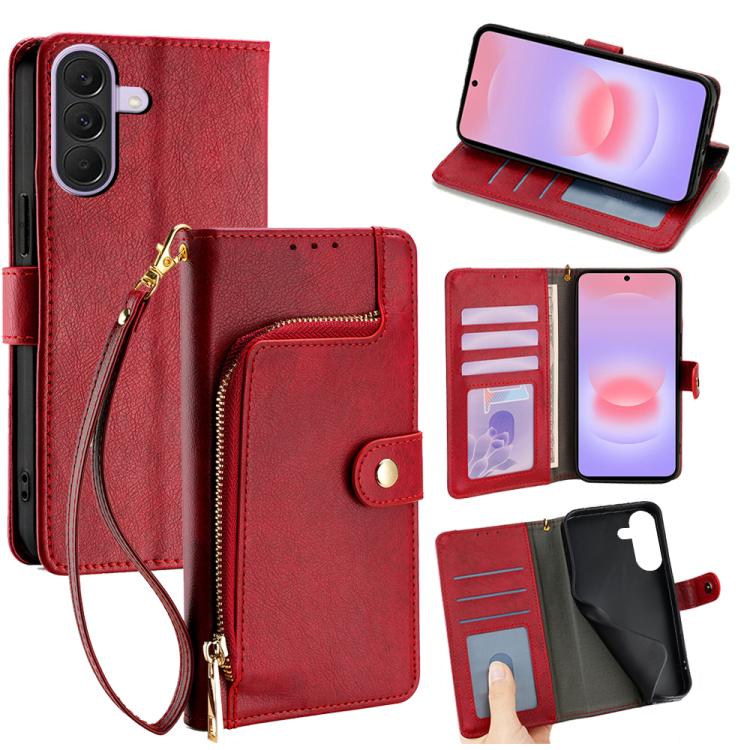 Custodia per telefono in pelle con cerniera, For Galaxy A57 5G, For Galaxy A37 5G, For Samsung Galaxy A17 5G, For Samsung Galaxy F06 5G, For Samsung Galaxy M35 5G, For Samsung Galaxy Xcover 7 Pro 5G