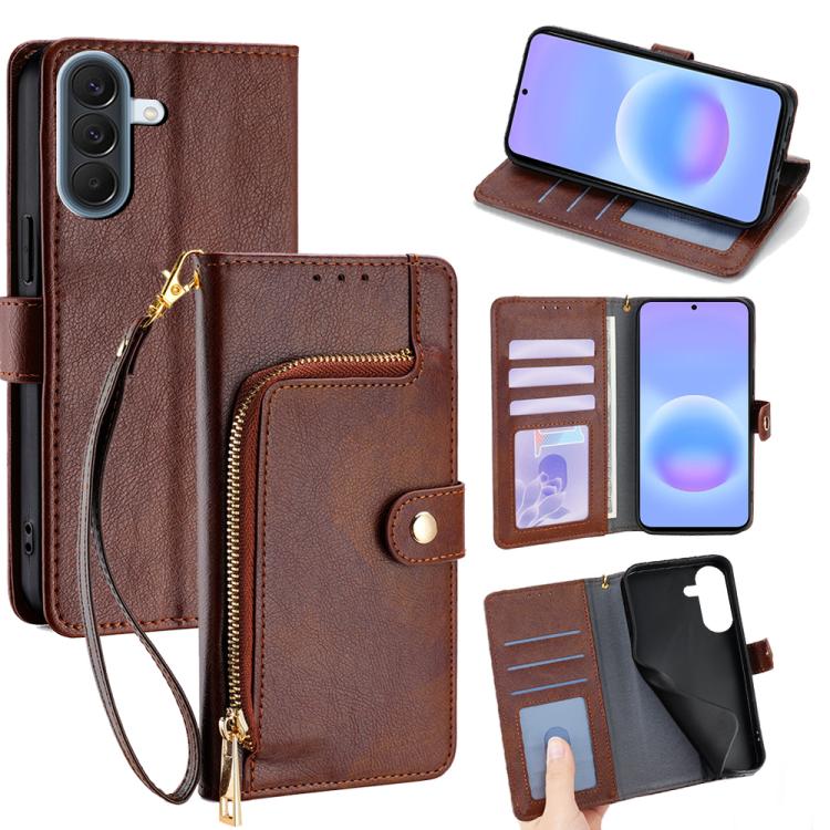 Custodia per telefono in pelle con cerniera, For Galaxy A57 5G, For Galaxy A37 5G, For Samsung Galaxy A17 5G, For Samsung Galaxy F06 5G, For Samsung Galaxy M35 5G, For Samsung Galaxy Xcover 7 Pro 5G