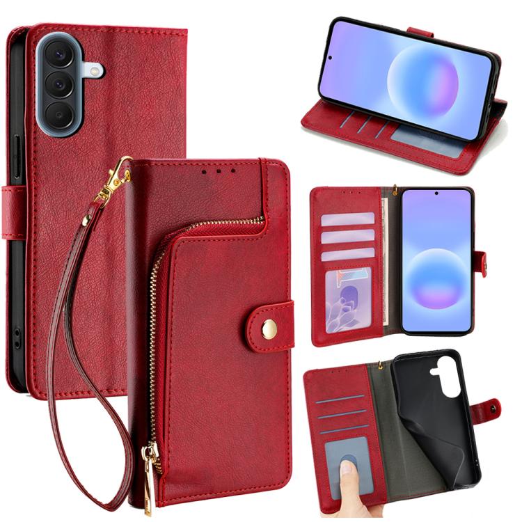 Custodia per telefono in pelle con cerniera, For Galaxy A57 5G, For Galaxy A37 5G, For Samsung Galaxy A17 5G, For Samsung Galaxy F06 5G, For Samsung Galaxy M35 5G, For Samsung Galaxy Xcover 7 Pro 5G