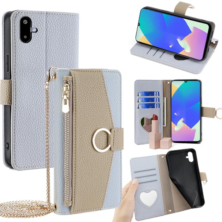 Custodia per telefono in pelle con texture Litchi a tracolla, For Galaxy A57 5G, For Galaxy A37 5G, For Samsung Galaxy A17 5G, For Samsung Galaxy F06 5G