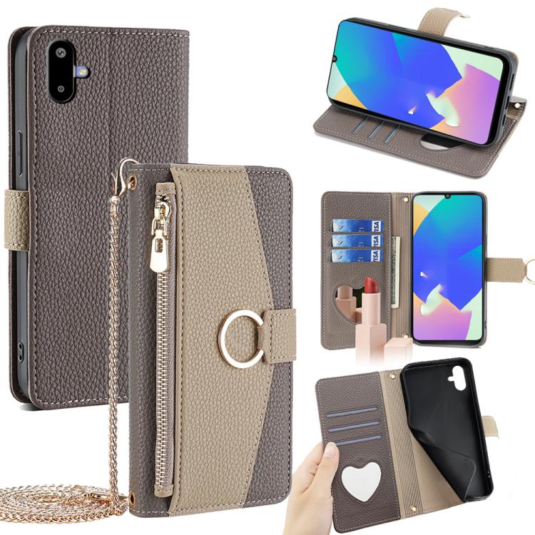 Custodia per telefono in pelle con texture Litchi a tracolla, For Galaxy A57 5G, For Galaxy A37 5G, For Samsung Galaxy A17 5G, For Samsung Galaxy F06 5G