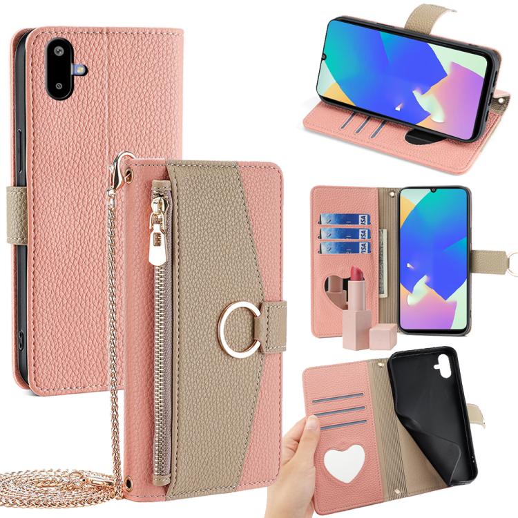Custodia per telefono in pelle con texture Litchi a tracolla, For Galaxy A57 5G, For Galaxy A37 5G, For Samsung Galaxy A17 5G, For Samsung Galaxy F06 5G