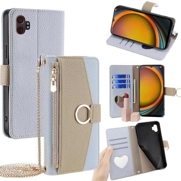 Custodia per telefono in pelle con texture Litchi a tracolla, For Samsung Galaxy M35 5G, For Samsung Galaxy Xcover 7 Pro 5G