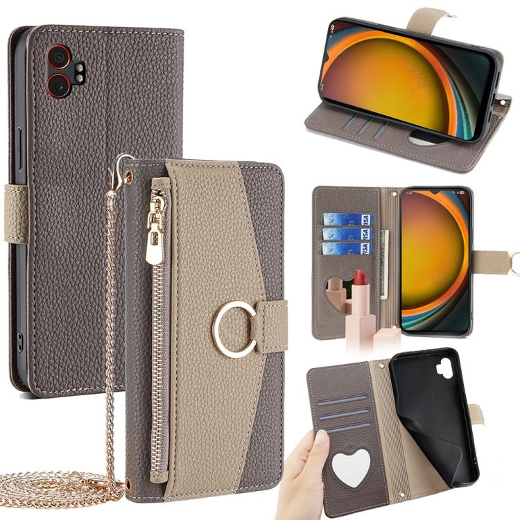 Custodia per telefono in pelle con texture Litchi a tracolla, For Samsung Galaxy M35 5G, For Samsung Galaxy Xcover 7 Pro 5G