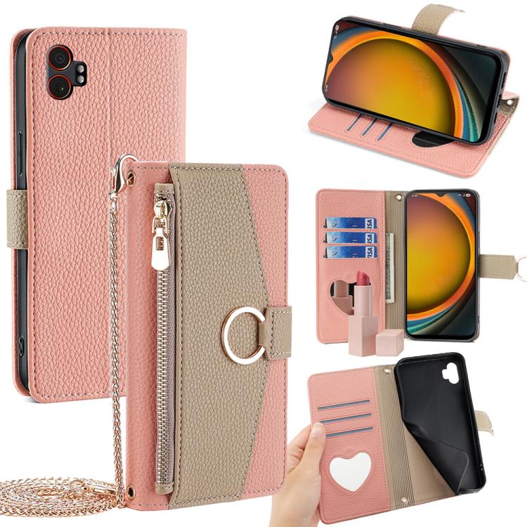 Custodia per telefono in pelle con texture Litchi a tracolla, For Samsung Galaxy M35 5G, For Samsung Galaxy Xcover 7 Pro 5G