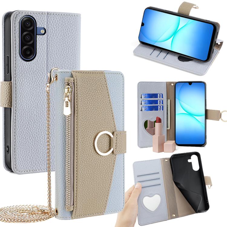 Custodia per telefono in pelle con texture Litchi a tracolla, For Galaxy A57 5G, For Galaxy A37 5G, For Samsung Galaxy A17 5G, For Samsung Galaxy F06 5G