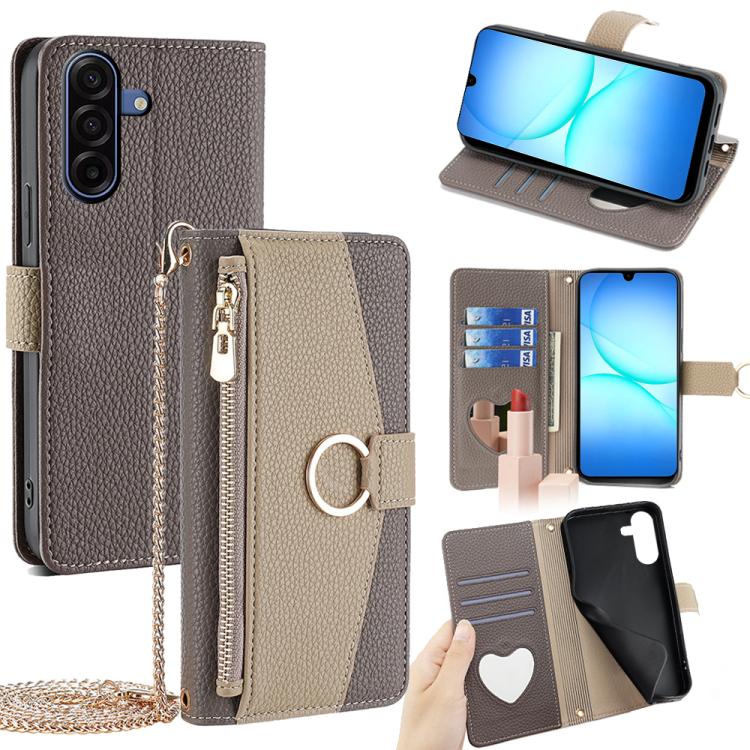 Custodia per telefono in pelle con texture Litchi a tracolla, For Galaxy A57 5G, For Galaxy A37 5G, For Samsung Galaxy A17 5G, For Samsung Galaxy F06 5G