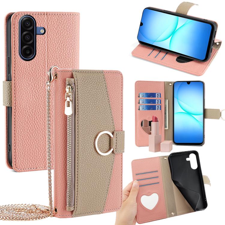 Custodia per telefono in pelle con texture Litchi a tracolla, For Galaxy A57 5G, For Galaxy A37 5G, For Samsung Galaxy A17 5G, For Samsung Galaxy F06 5G