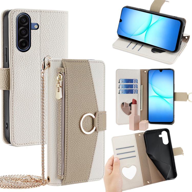 Custodia per telefono in pelle con texture Litchi a tracolla, For Galaxy A57 5G, For Galaxy A37 5G, For Samsung Galaxy A17 5G, For Samsung Galaxy F06 5G