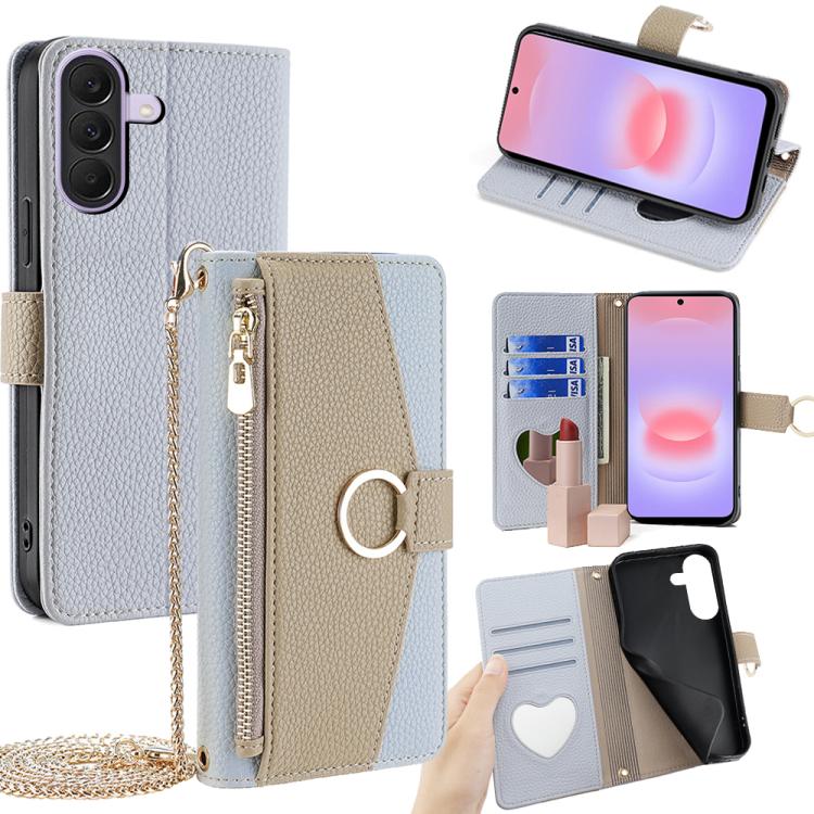 Custodia per telefono in pelle con texture Litchi a tracolla, For Galaxy A57 5G, For Galaxy A37 5G, For Samsung Galaxy A17 5G, For Samsung Galaxy F06 5G