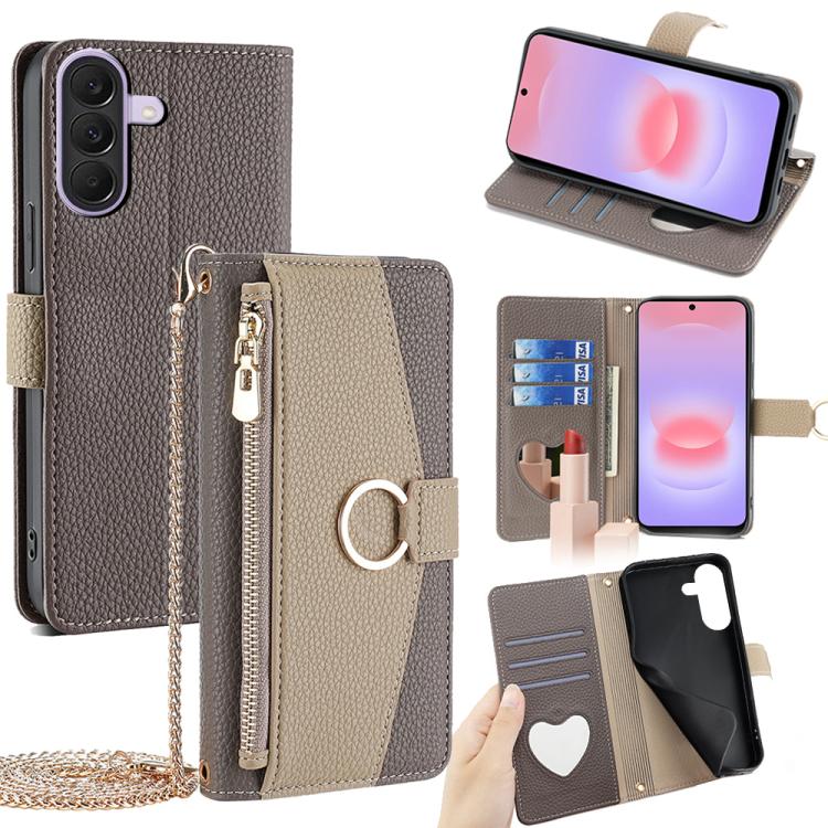 Custodia per telefono in pelle con texture Litchi a tracolla, For Galaxy A57 5G, For Galaxy A37 5G, For Samsung Galaxy A17 5G, For Samsung Galaxy F06 5G