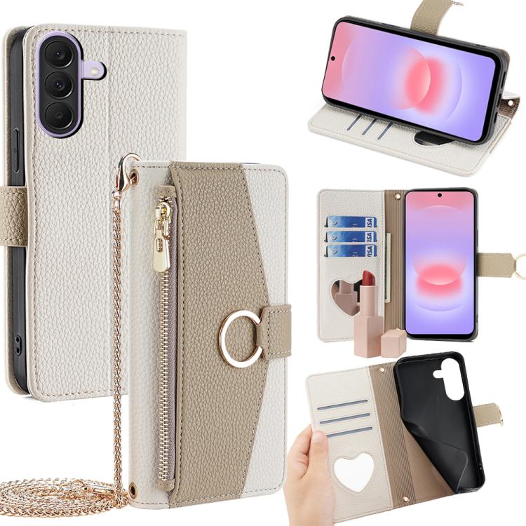 Custodia per telefono in pelle con texture Litchi a tracolla, For Galaxy A57 5G, For Galaxy A37 5G, For Samsung Galaxy A17 5G, For Samsung Galaxy F06 5G