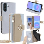 Custodia per telefono in pelle con texture Litchi a tracolla, For Galaxy A57 5G, For Galaxy A37 5G, For Samsung Galaxy A17 5G, For Samsung Galaxy F06 5G