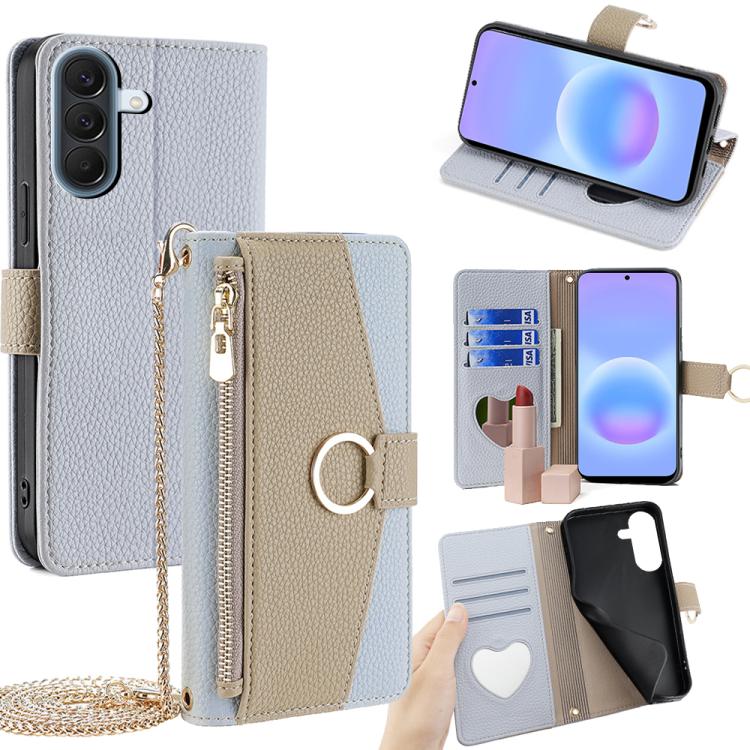 Custodia per telefono in pelle con texture Litchi a tracolla, For Galaxy A57 5G, For Galaxy A37 5G, For Samsung Galaxy A17 5G, For Samsung Galaxy F06 5G
