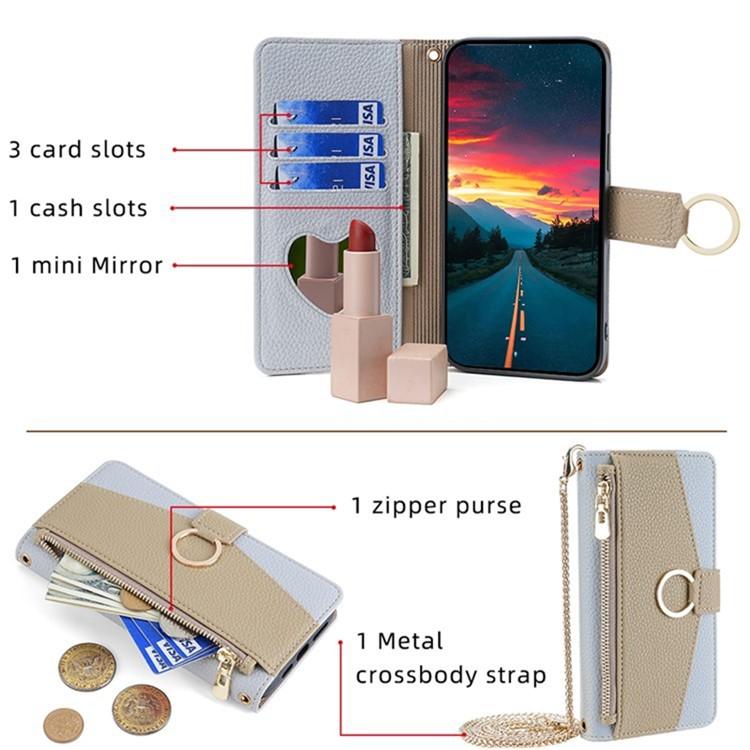Custodia per telefono in pelle con texture Litchi a tracolla, For Galaxy A57 5G, For Galaxy A37 5G, For Samsung Galaxy A17 5G, For Samsung Galaxy F06 5G