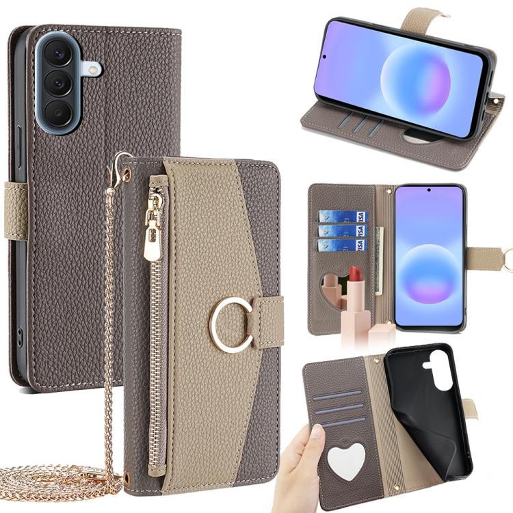 Custodia per telefono in pelle con texture Litchi a tracolla, For Galaxy A57 5G, For Galaxy A37 5G, For Samsung Galaxy A17 5G, For Samsung Galaxy F06 5G