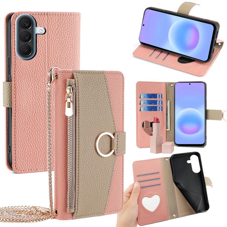 Custodia per telefono in pelle con texture Litchi a tracolla, For Galaxy A57 5G, For Galaxy A37 5G, For Samsung Galaxy A17 5G, For Samsung Galaxy F06 5G