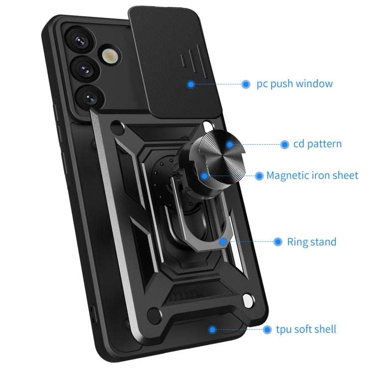 Custodia per telefono TPU+PC con design scorrevole per fotocamera, For Samsung Galaxy S25+ 5G, For Samsung Galaxy S25 Ultra 5G