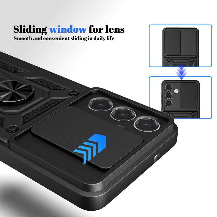 Custodia per telefono TPU+PC con design scorrevole per fotocamera, For Samsung Galaxy S26 5G, For Samsung Galaxy S25 Edge 5G, For Samsung Galaxy S25 5G
