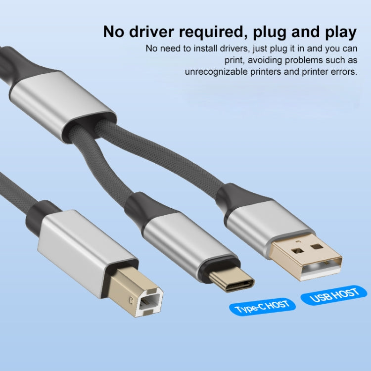 Cavo USB 2 in 1 Tipo C e USB-A a USB-B 1 metro