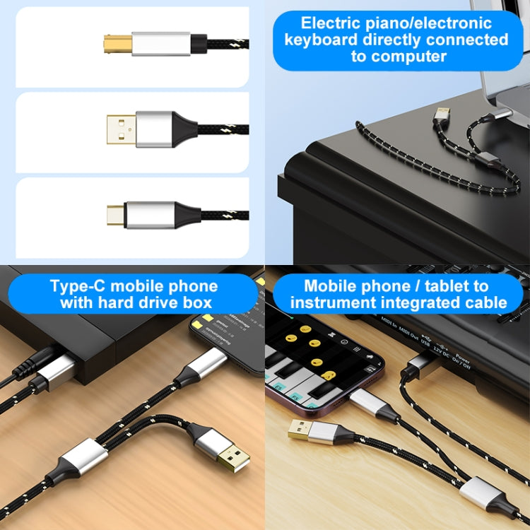 Cavo USB 2 in 1 Tipo C e USB-A a USB-B 1 metro