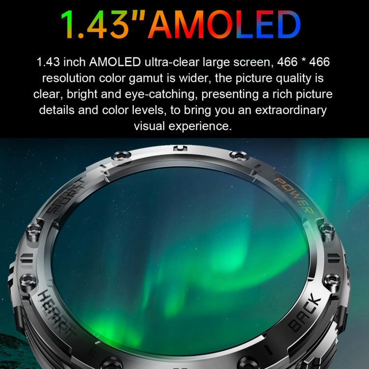 LEMFO K65 1.43 pollici Bluetooth Call Smart Watch, supporta la frequenza cardiaca / ossigeno nel sangue