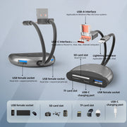 Adattatore multifunzione NK-1052TL Pro USB-C / Type-C, 8 pin, USB a USB-C / Type-C, 3 x USB, scheda TF / SD, NK-1052TL Pro
