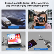 Adattatore multifunzione NK-1052TL Pro USB-C / Type-C, 8 pin, USB a USB-C / Type-C, 3 x USB, scheda TF / SD, NK-1052TL Pro