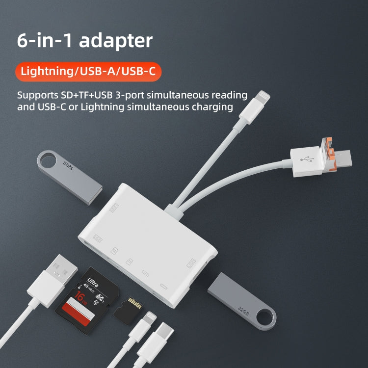 Adattatore USB-C 8 pin multifunzione con 3 USB e slot SD