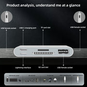 NK-1055TL Pro USB-C / Tipo-C, 8 pin, adattatore multifunzione da USB a USB-C / Tipo-C, 8 pin, 3 x USB, scheda TF / SD, NK-1055TL Pro