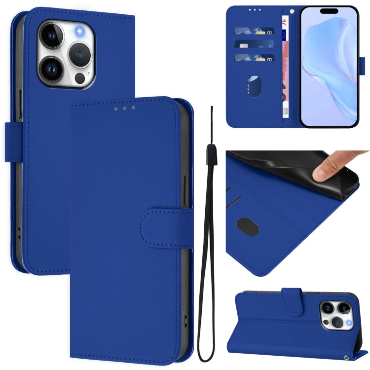 Custodia per telefono in pelle tinta unita effetto pelle con cordino, For iPhone 16 Pro