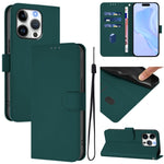 Custodia per telefono in pelle tinta unita effetto pelle con cordino, For iPhone 16 Pro
