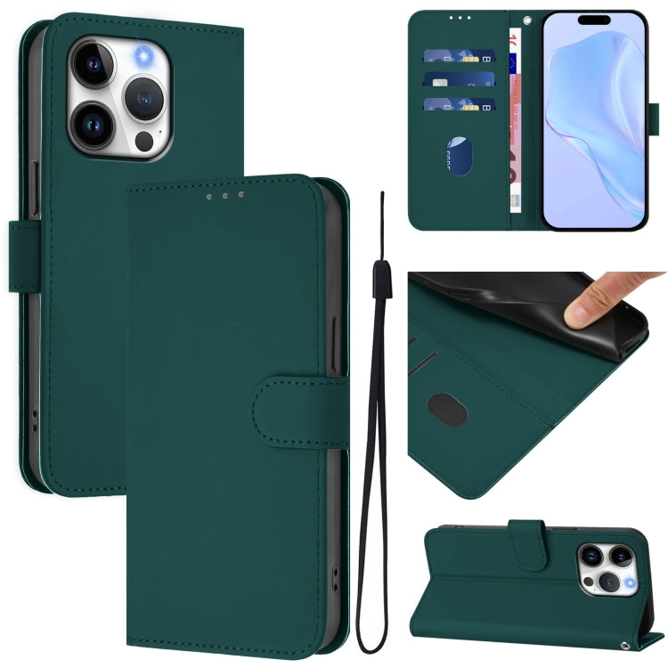 Custodia per telefono in pelle tinta unita effetto pelle con cordino, For iPhone 16 Pro