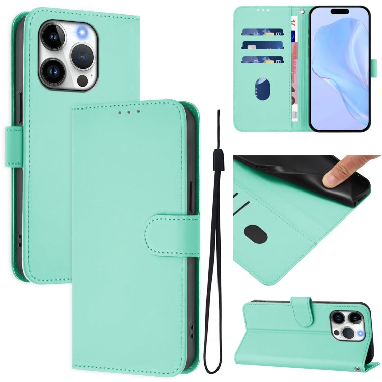 Custodia per telefono in pelle tinta unita effetto pelle con cordino, For iPhone 16 Pro