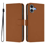 Custodia per telefono in pelle tinta unita effetto pelle con cordino, For iPhone 16 Plus