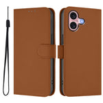 Custodia per telefono in pelle tinta unita effetto pelle con cordino, For iPhone 16