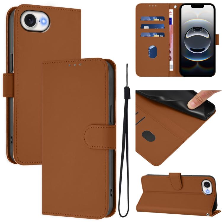 Custodia per telefono in pelle tinta unita effetto pelle con cordino, For iPhone 17e / 16e