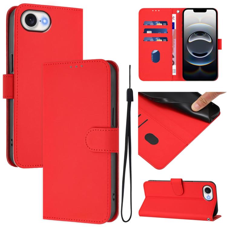 Custodia per telefono in pelle tinta unita effetto pelle con cordino, For iPhone 17e / 16e