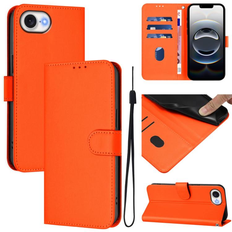 Custodia per telefono in pelle tinta unita effetto pelle con cordino, For iPhone 17e / 16e
