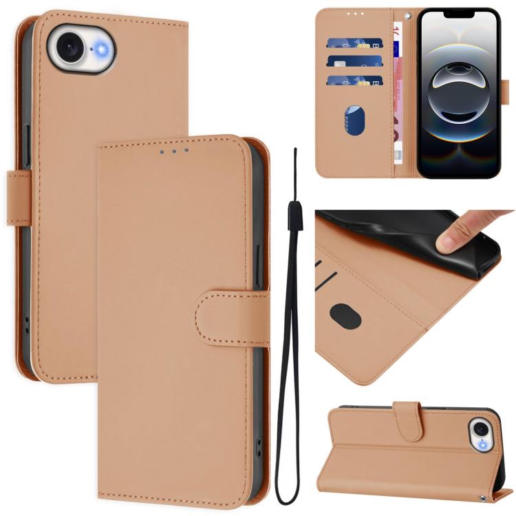 Custodia per telefono in pelle tinta unita effetto pelle con cordino, For iPhone 17e / 16e