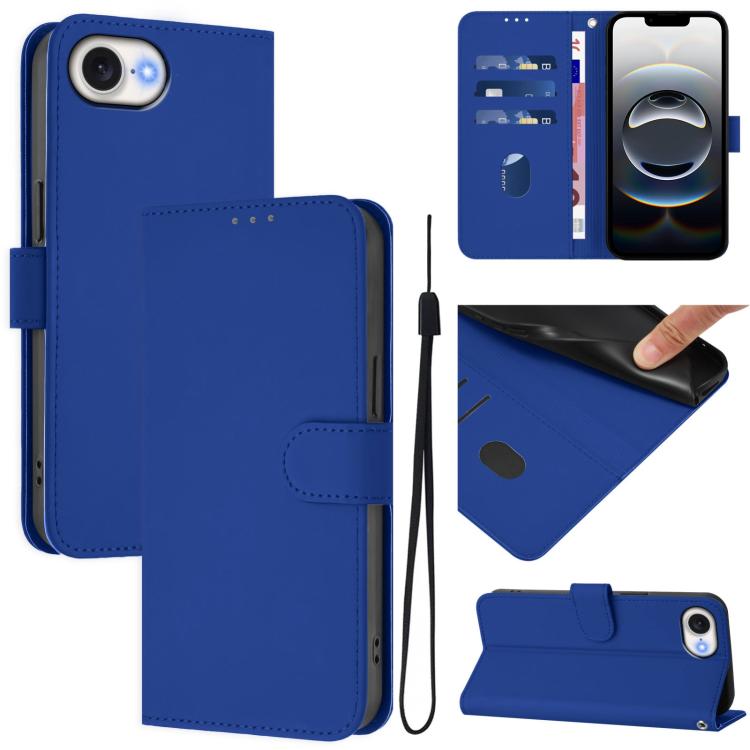 Custodia per telefono in pelle tinta unita effetto pelle con cordino, For iPhone 17e / 16e
