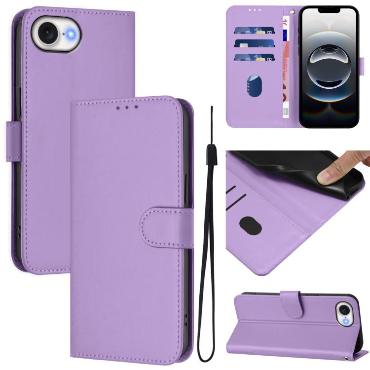 Custodia per telefono in pelle tinta unita effetto pelle con cordino, For iPhone 17e / 16e
