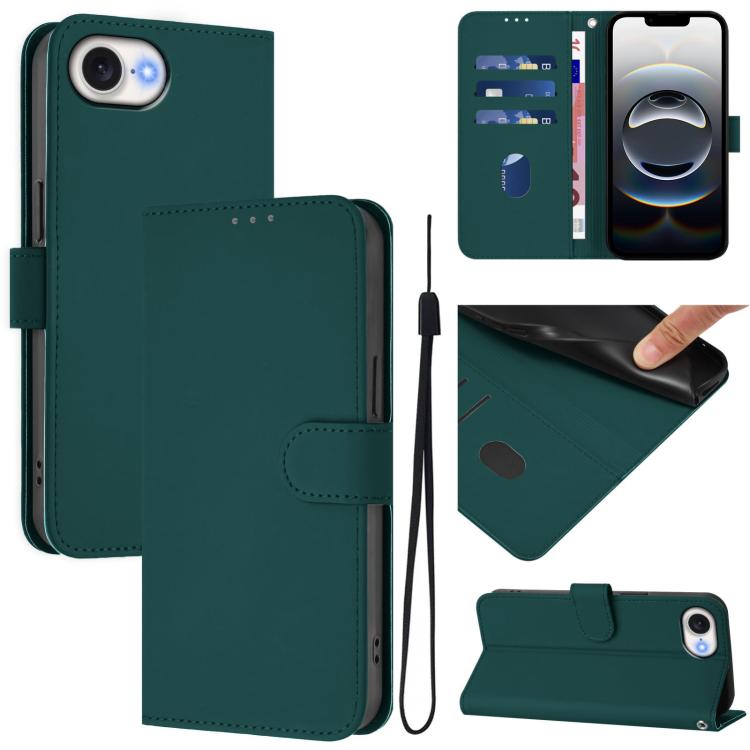 Custodia per telefono in pelle tinta unita effetto pelle con cordino, For iPhone 17e / 16e
