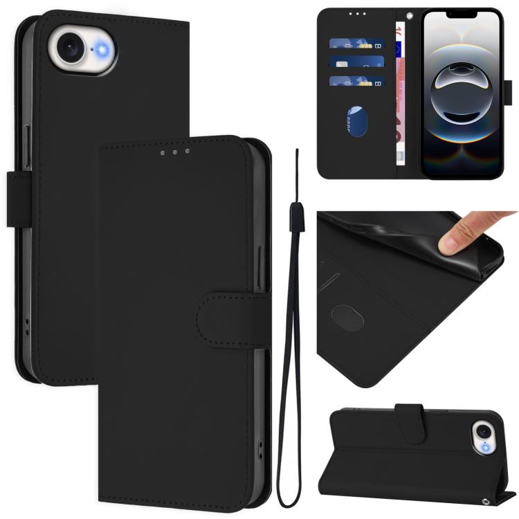 Custodia per telefono in pelle tinta unita effetto pelle con cordino, For iPhone 17e / 16e