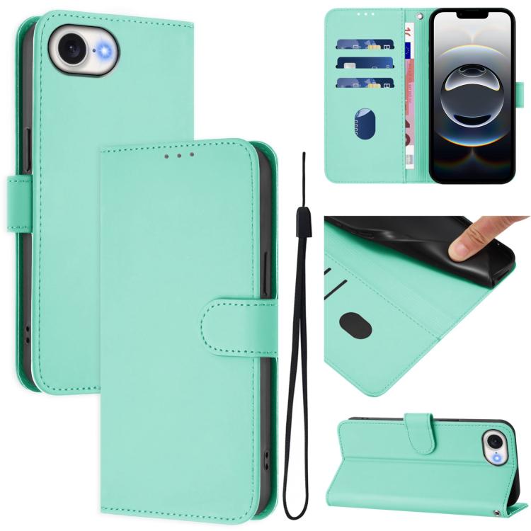 Custodia per telefono in pelle tinta unita effetto pelle con cordino, For iPhone 17e / 16e