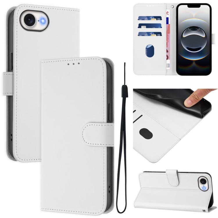 Custodia per telefono in pelle tinta unita effetto pelle con cordino, For iPhone 17e / 16e
