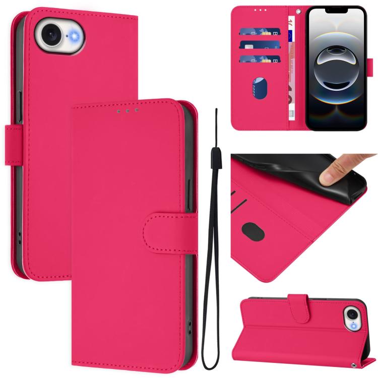 Custodia per telefono in pelle tinta unita effetto pelle con cordino, For iPhone 17e / 16e